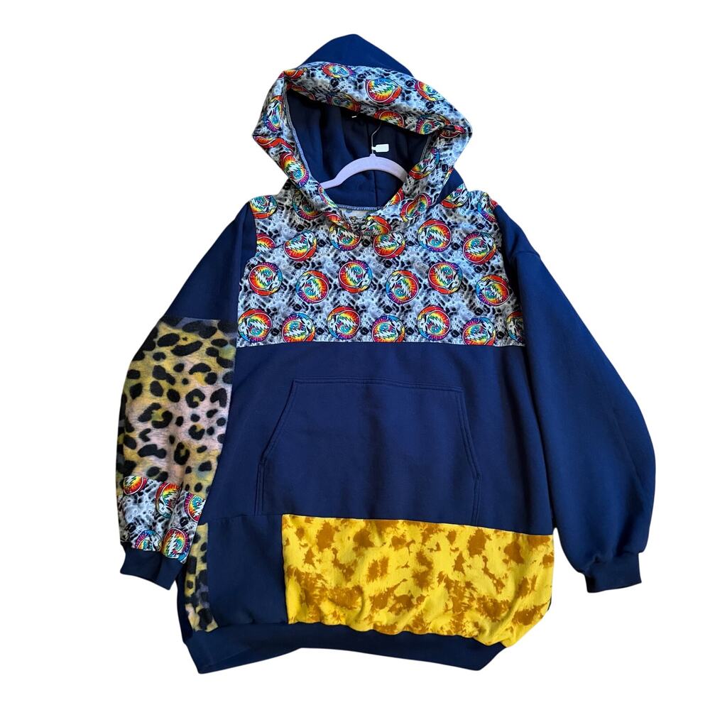 Grateful Dead hoodie upcycle handmade multi media